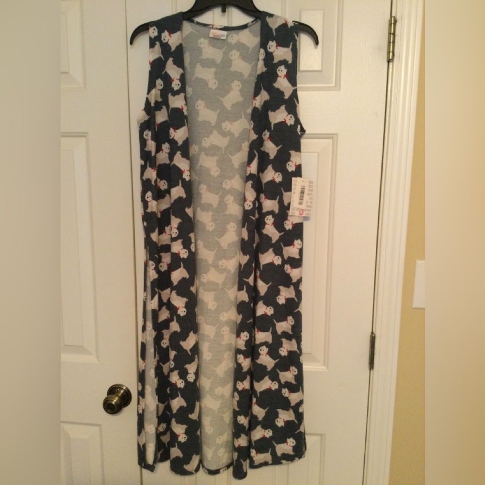 Lularoe NWT Small White Terrier Dog Sleeveless Joy Sweater Vest